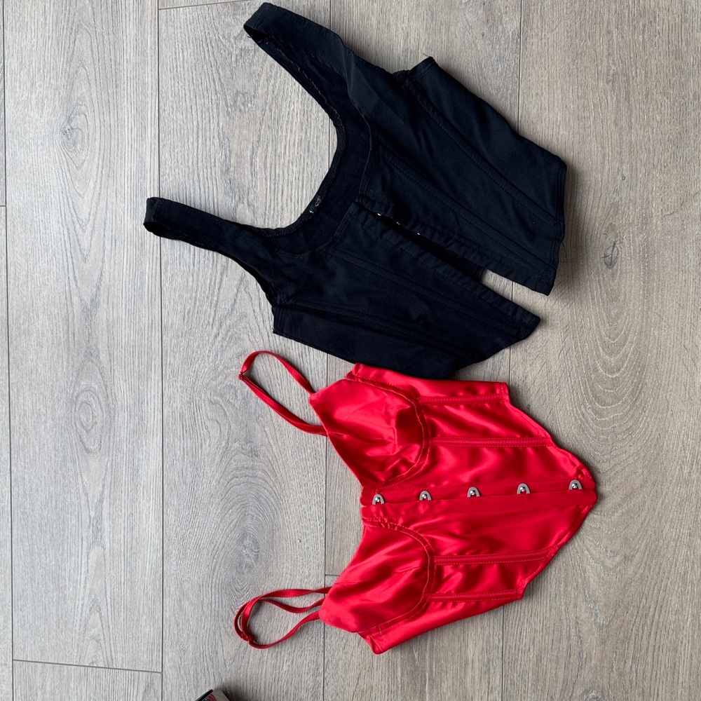 Vibrant Red Satin Corset Top